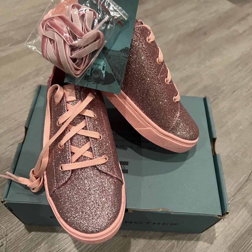 Glitter Pink Toms size 2 kids